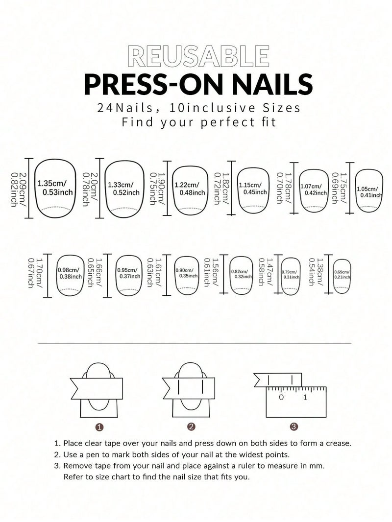 اظافر تركيب قصيرة بشكل لوزي باللون البنفسجي - طقم اظافر تركيب 24 قطعة مع مبرد - Image 5